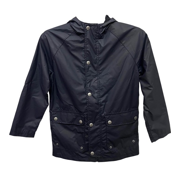 Gap Kids Other - Gap Kids Boys Navy Blue Hooded Raincoat Jacket Size Large 10 Zip Snap Front